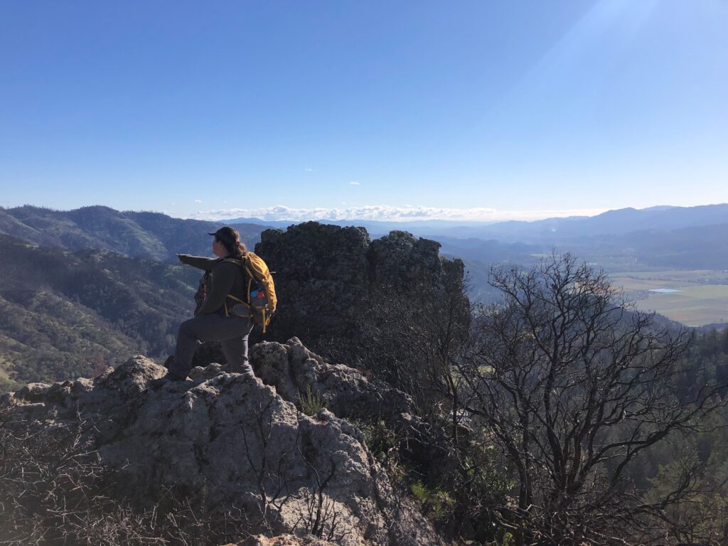 Lena Pollastro, Conservation Director for Land Trust of Napa County, surveys the latest addition to Duff Preserve.